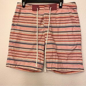 Pendleton Southwestern Pink Stripe Drawstring Board Shorts Swim Trunks 34